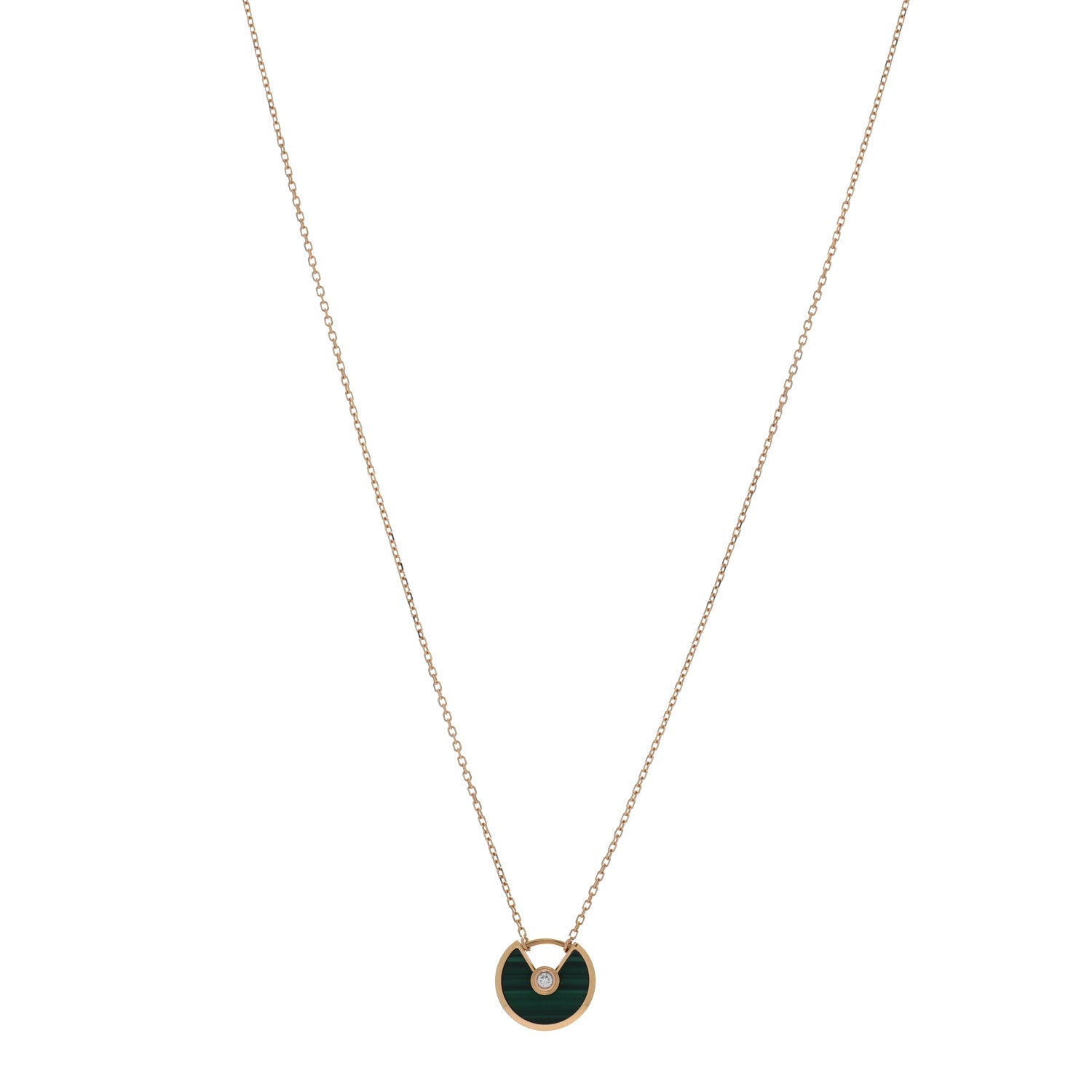 Cartier 18K Pink Gold Diamond Malachite XS Amulette de Cartier