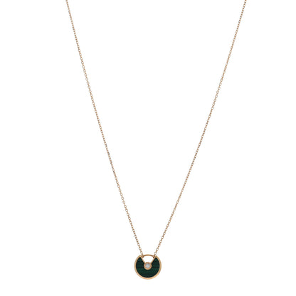 Cartier 18K Pink Gold Diamond Malachite XS Amulette de Cartier Pendant Necklace 1 of 5