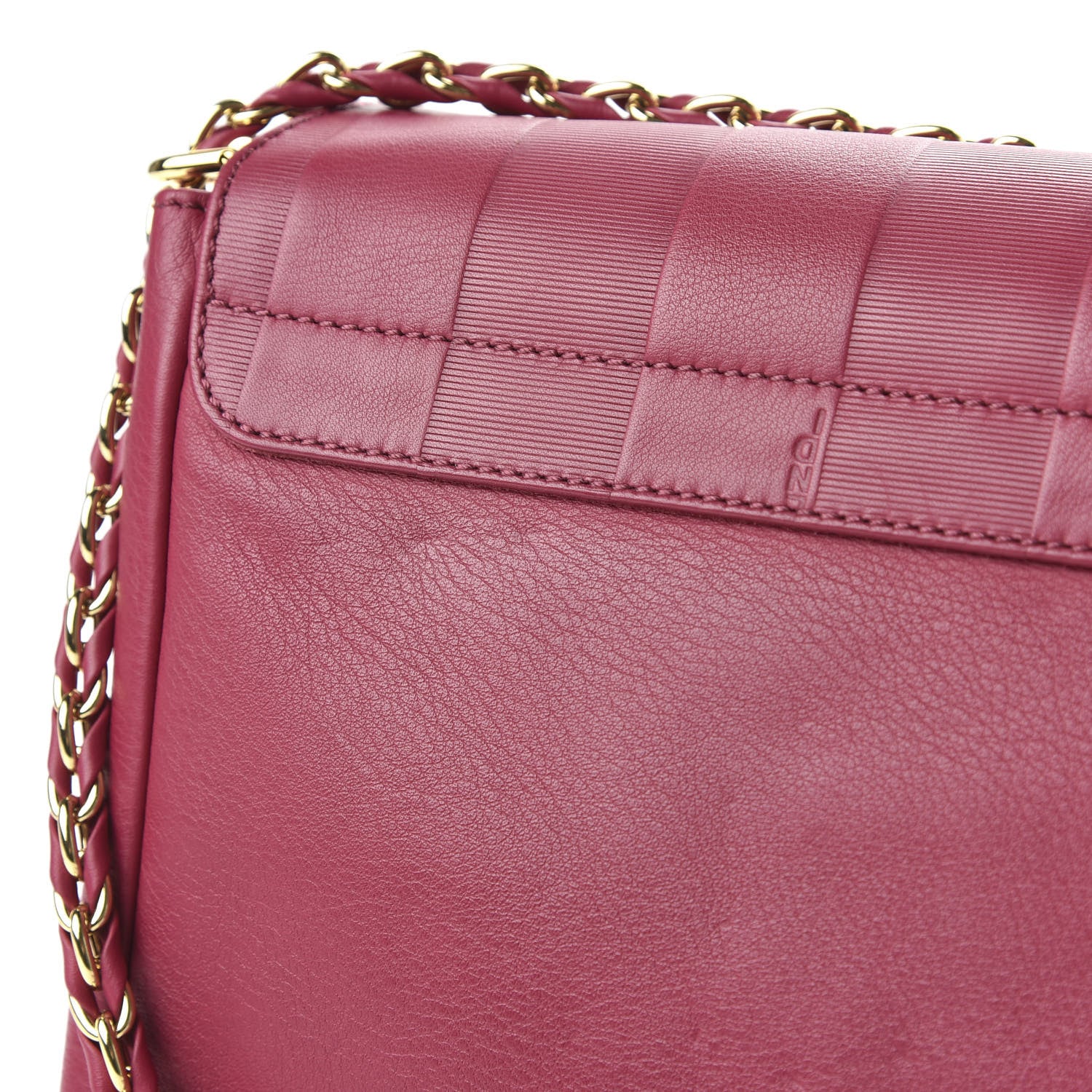 Fendi Grained Calfskin Pequin Embossed Medium Claudia Shoulder Bag Burgundy 10 of 12
