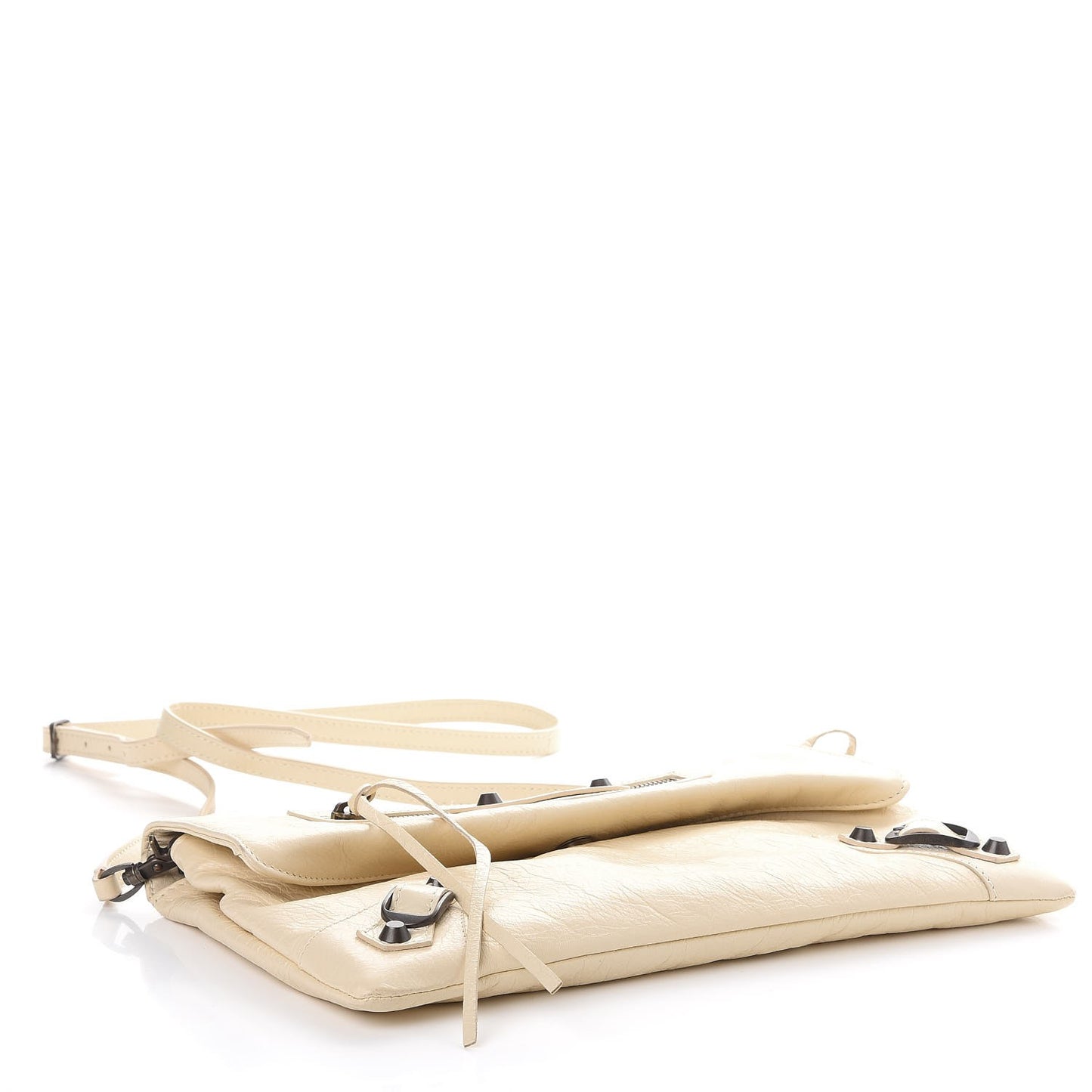 Agneau Classic Hardware Envelope Clutch Blanc Creme