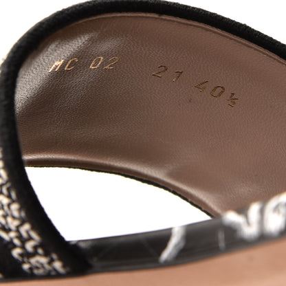 Christian Dior Canvas Around the World Embroidered Dway Flat Slide Sandals 40.5 Black 5 of 11