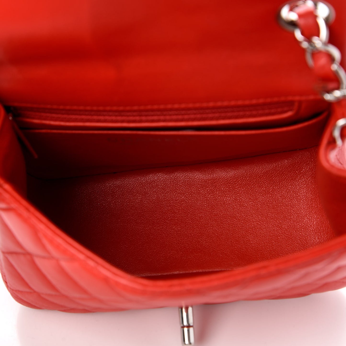 Lambskin Quilted Mini Square Flap Red