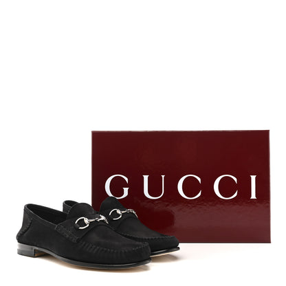 Gucci Suede Calfskin Womens 1953 Horsebit Loafers 37 Black 9 of 9