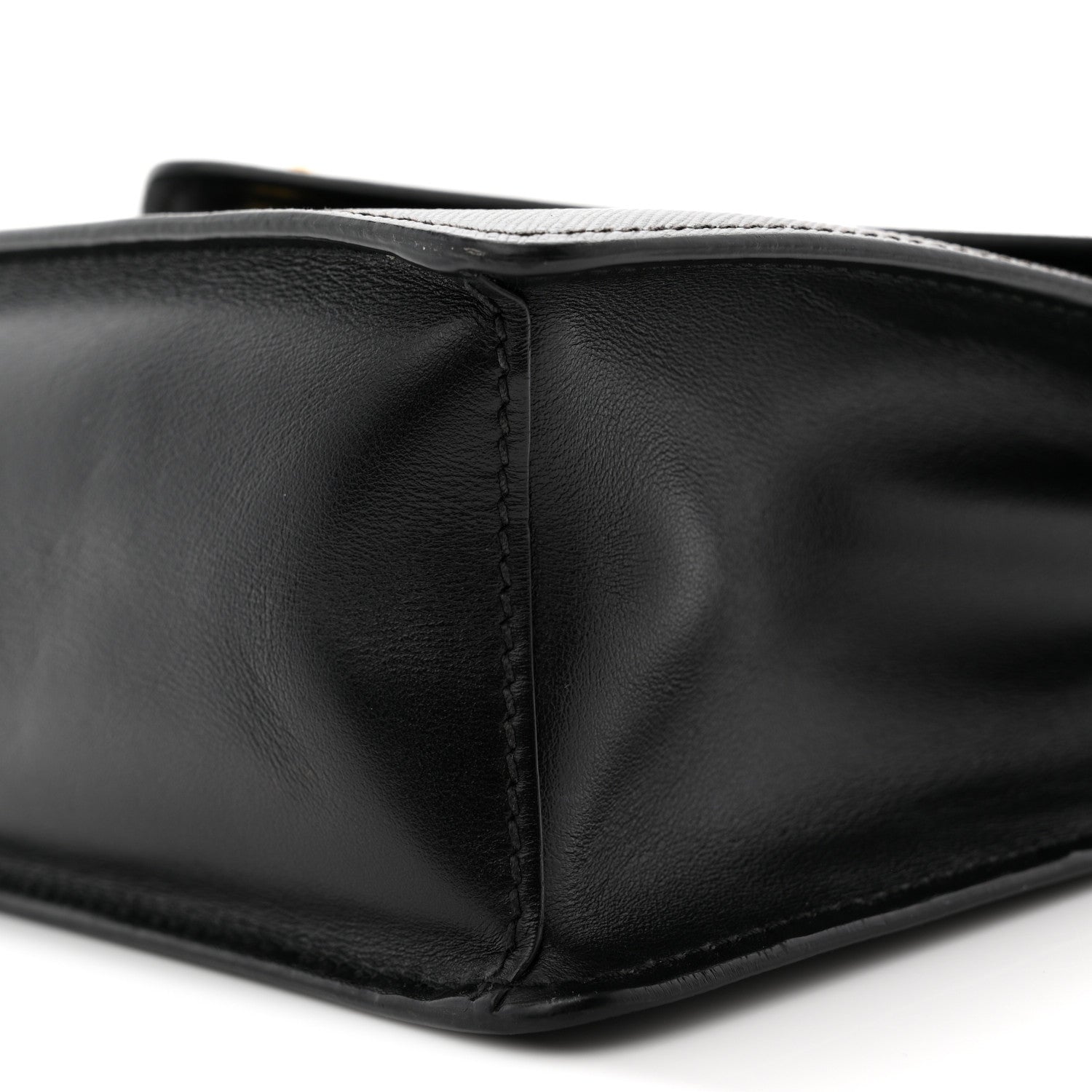 Prada Saffiano Soft Calfskin Metal Triangle Logo Envelope Chain Shoulder Bag Black 10 of 11
