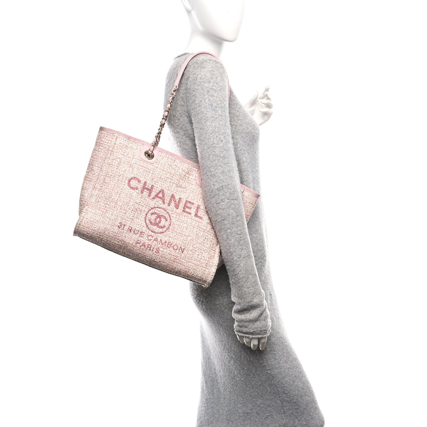 Straw Lurex Small Deauville Tote Pink