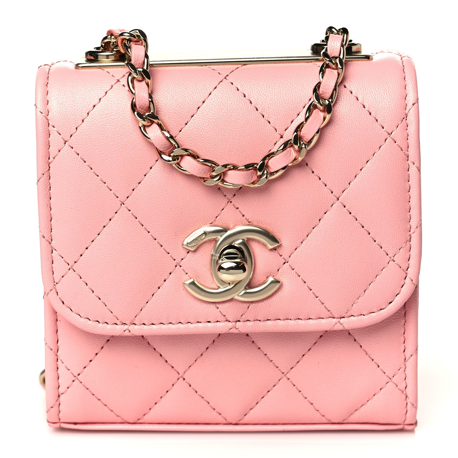 Chanel Lambskin Quilted Mini Trendy CC Clutch With Chain Pink 1 of 10