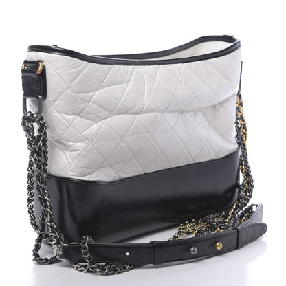 Chanel Aged Calfskin Quilted Medium Gabrielle Hobo Black White 2 of 9