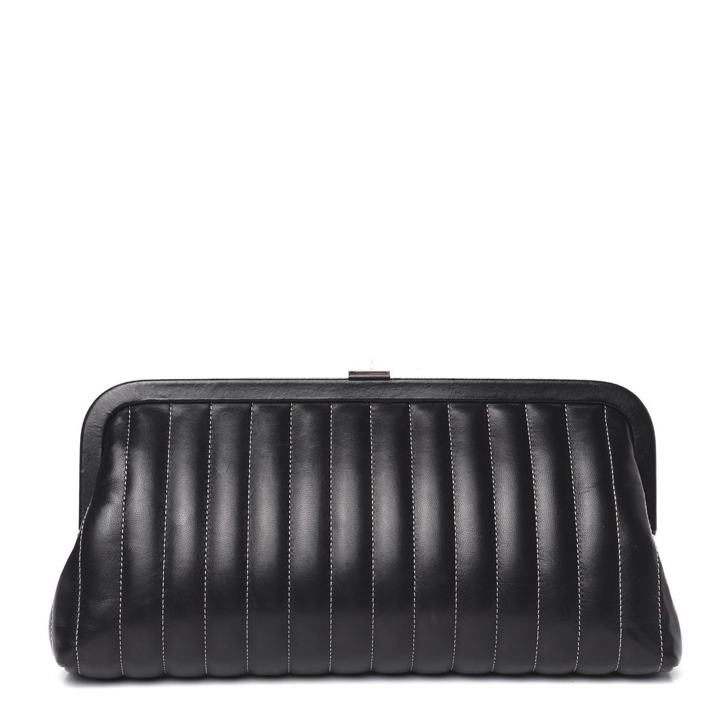 Lambskin Vertical Quilted Mademoiselle Clutch Black