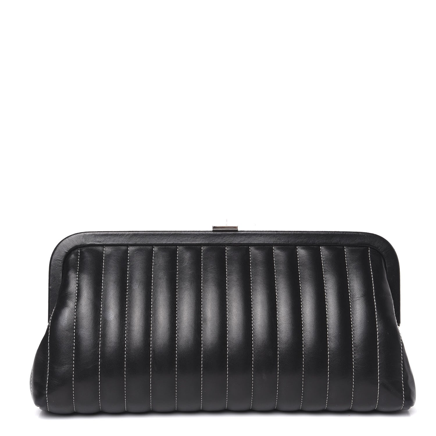 Chanel Lambskin Vertical Quilted Mademoiselle Clutch Black 1 of 13