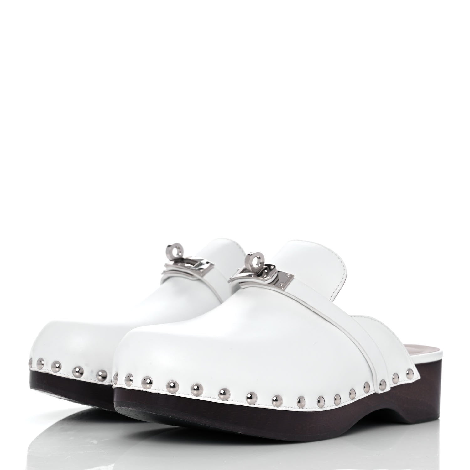 Hermes Calfskin Carlotta Mules 37 White 3 of 8