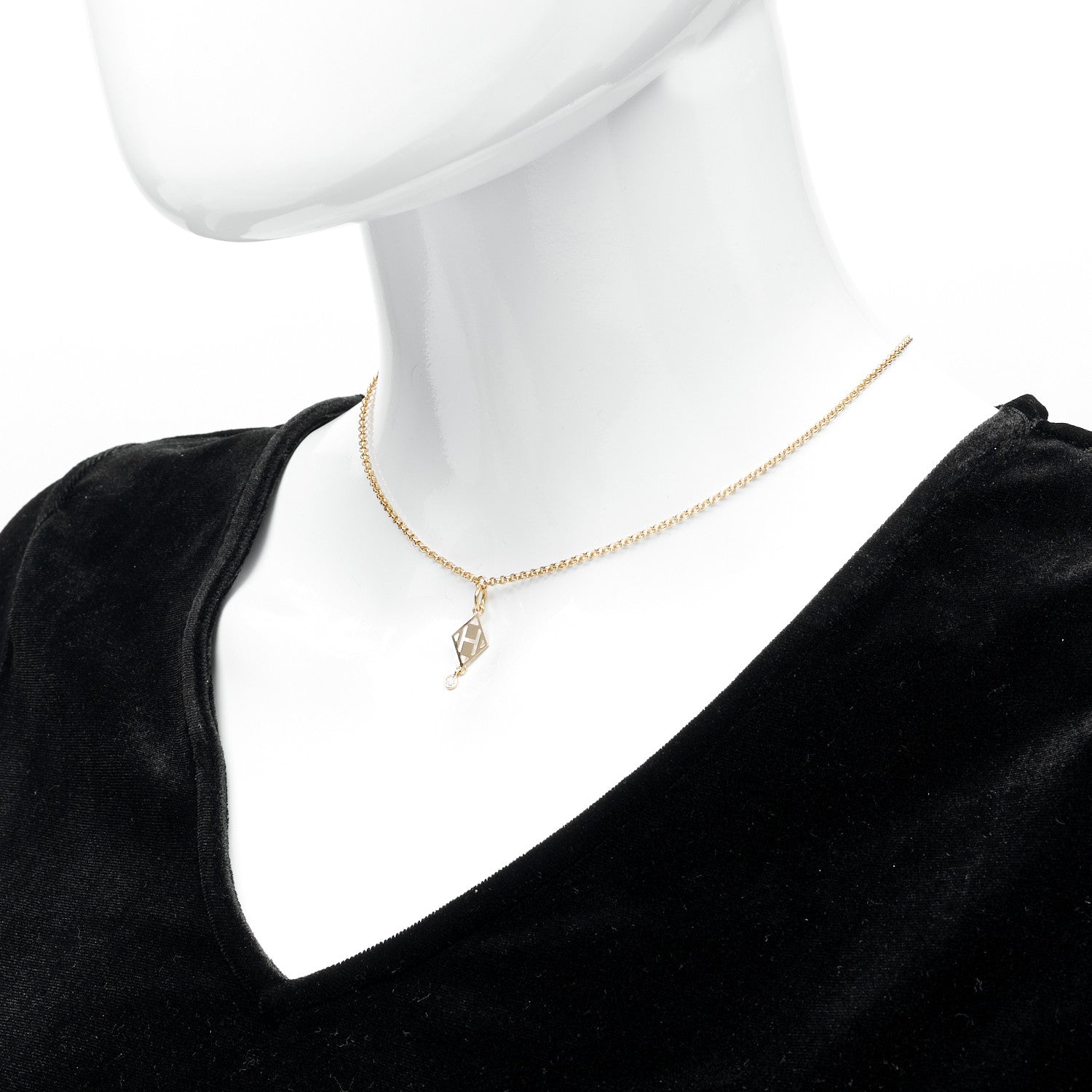 Hermes 18K Rose Gold Diamond Gambade Pendant Necklace 2 of 5