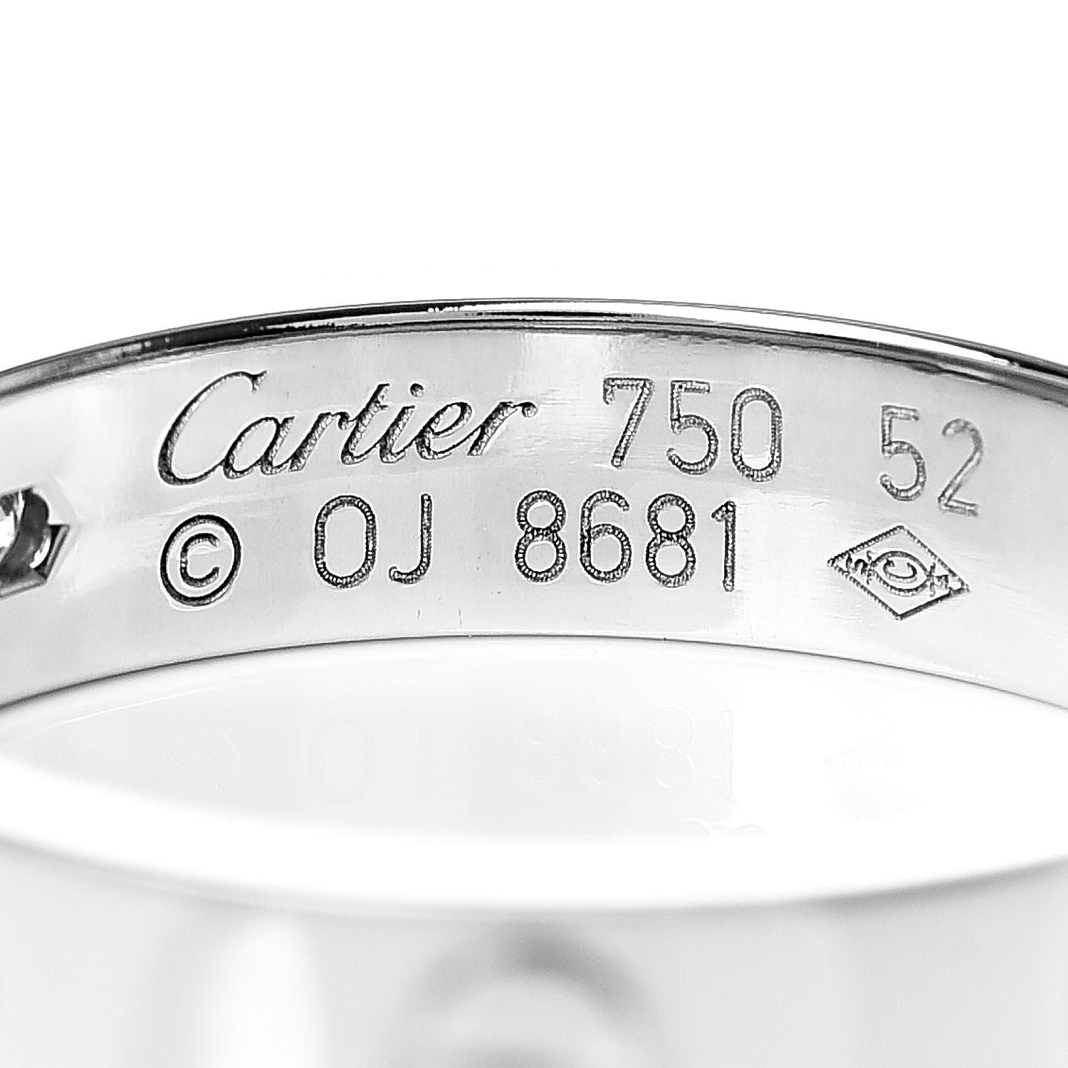 Cartier 18K White Gold Diamond 4mm LOVE Wedding Band Ring 52 6 4 of 4