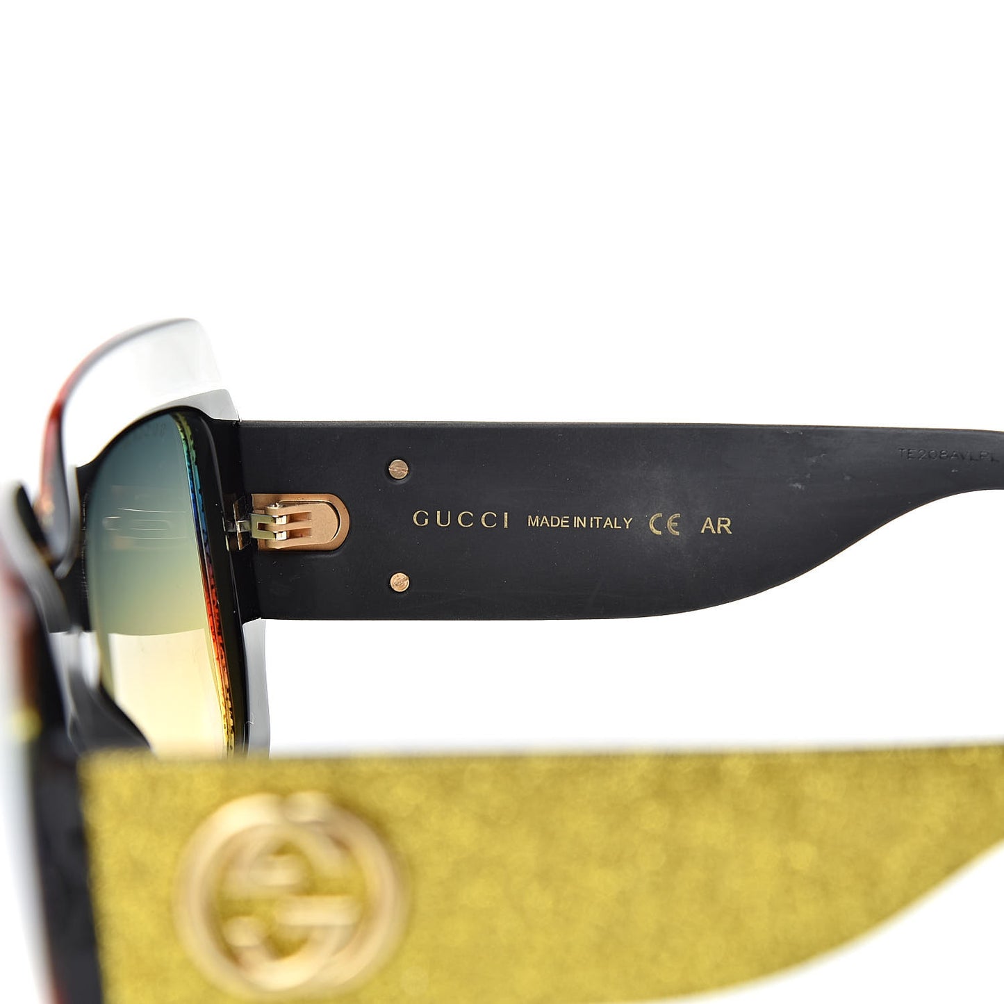 Square Frame GG0102S Sunglasses Glitter Gold Multi