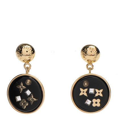 Louis Vuitton Swarovski Crystal Inclusion Earrings Black 1 of 5