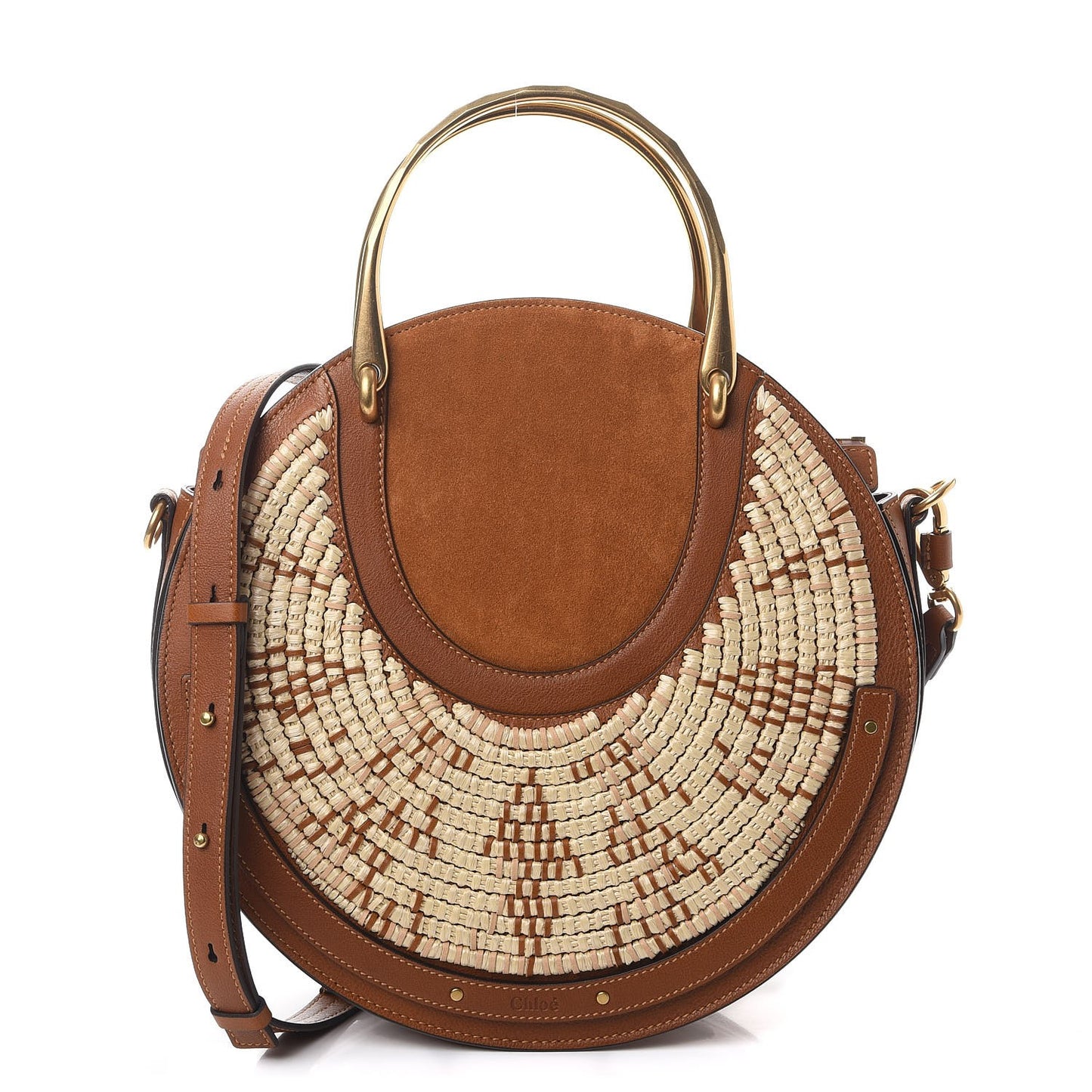 Calfskin Suede Raffia Medium Pixie Bag Caramel