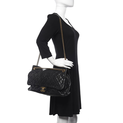 Chanel Crumpled Grained Calfskin Quilted Maxi Shiva Flap Black 2 of 10