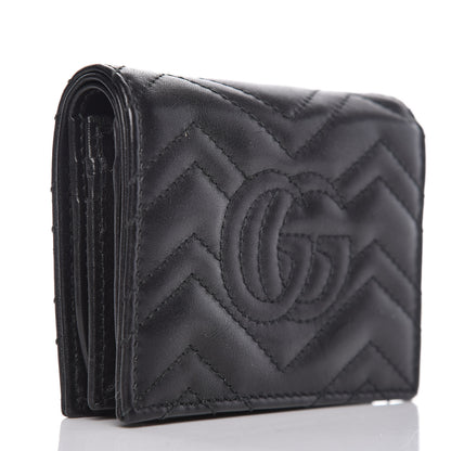 Gucci Calfskin Matelasse GG Marmont Card Case Wallet Black 3 of 10