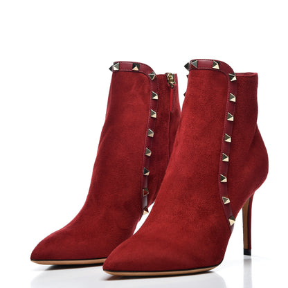Valentino Garavani Suede Rockstud 85mm Ankle Booties 37 Rubino 2 of 10
