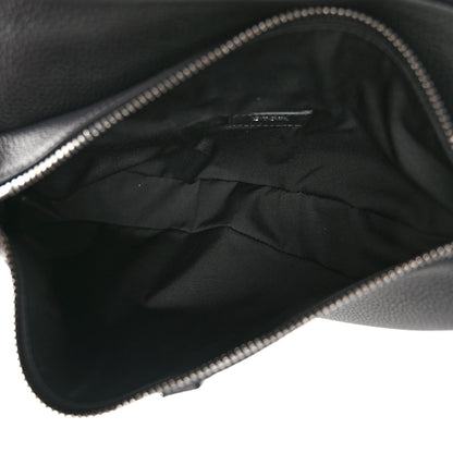 Christian Dior Grained Calfskin Logo Embroidered Saddle Messenger Bag Black 5 of 10