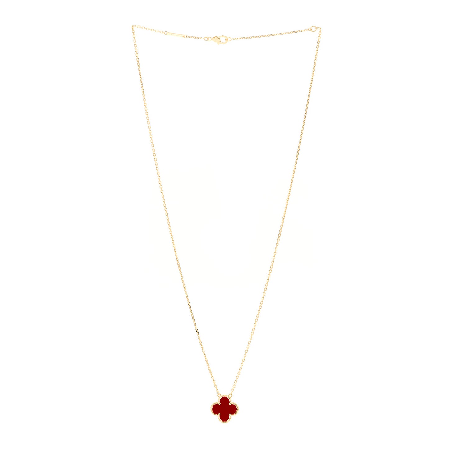 18K Yellow Gold Carnelian Vintage Alhambra Pendant Necklace