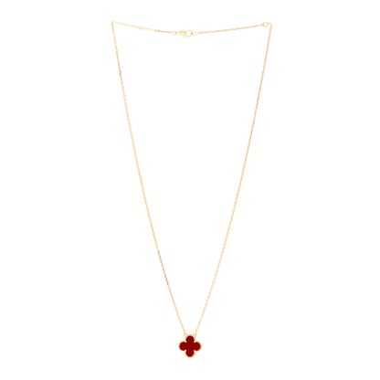Van Cleef & Arpels 18K Yellow Gold Carnelian Vintage Alhambra Pendant Necklace 3 of 5