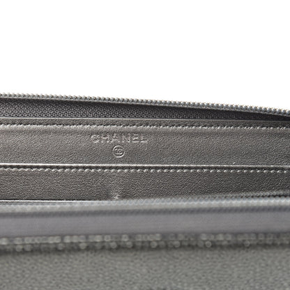 Chanel Metallic Calfskin Large Timeless CC Zip Around Wallet Argent Fonce 6 of 9