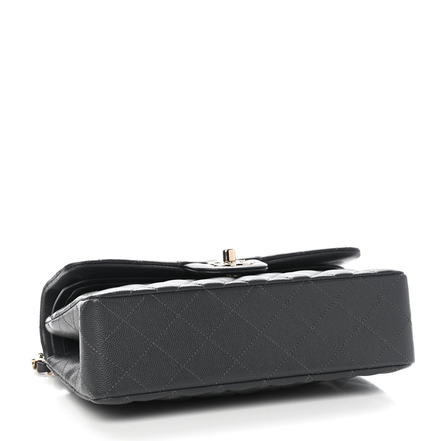 Caviar Quilted Small Double Flap Dark Grey