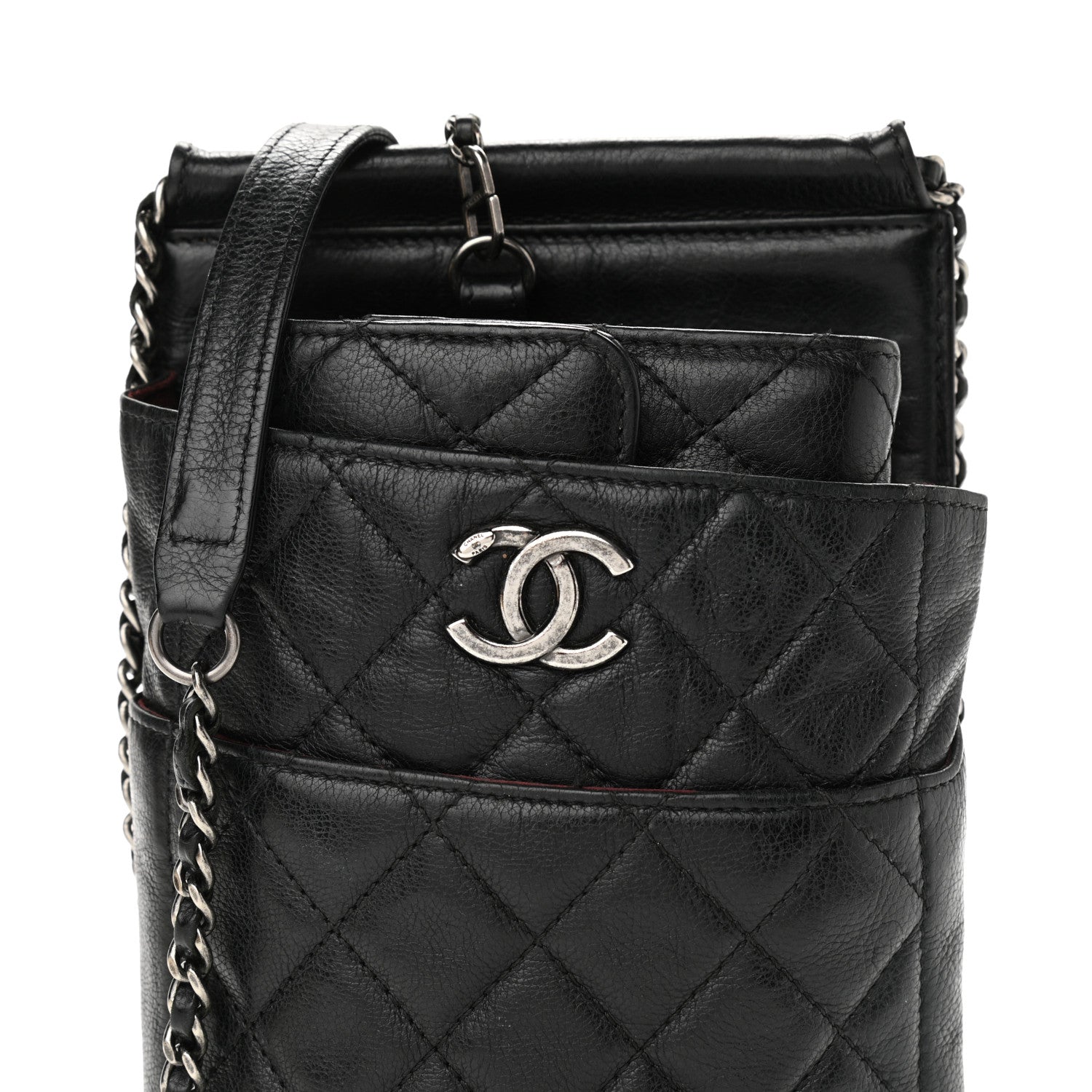 Chanel Calfskin Quilted CC Waiter Clutch Clutch With Chain Black 10 of 12