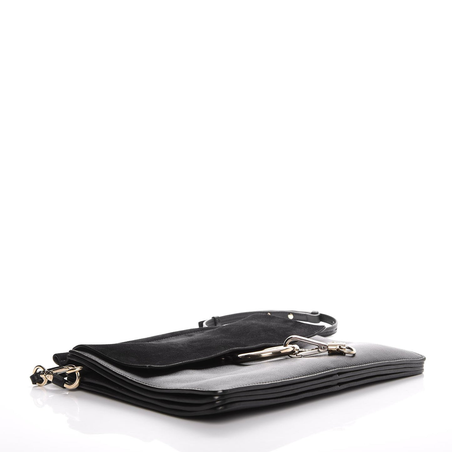Suede Calfskin Medium Faye Shoulder Bag Black