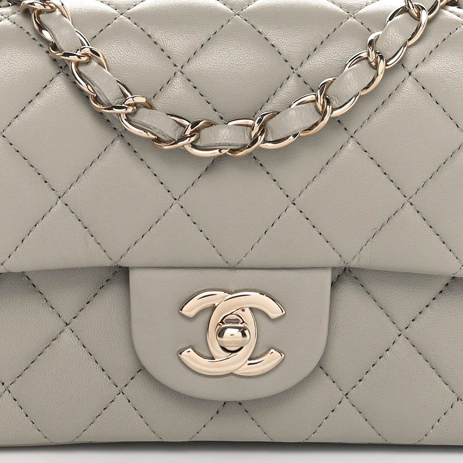 Chanel Lambskin Quilted Mini Rectangular Flap Grey 8 of 11