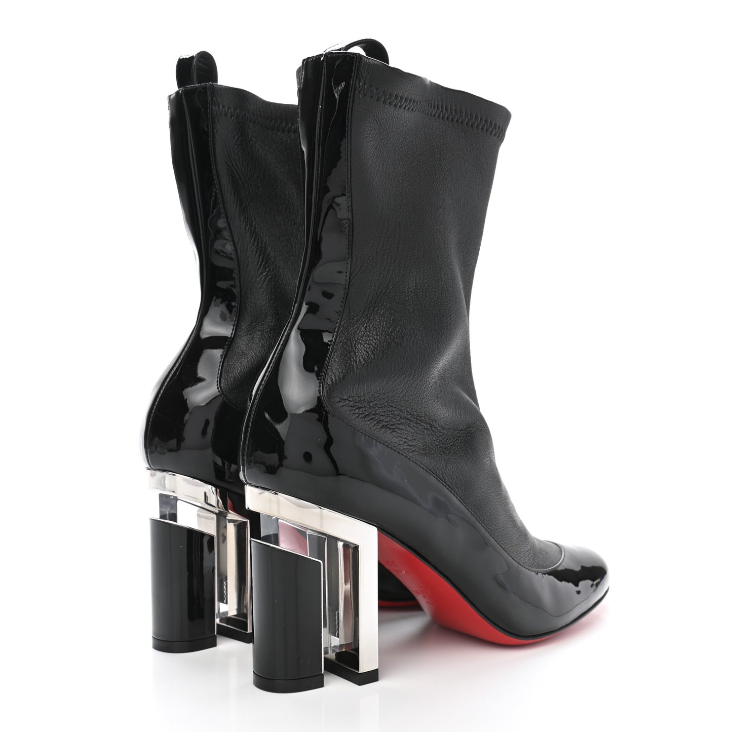 Patent Nappa Shine Bootnik 85 Boots 36.5 Black Silver