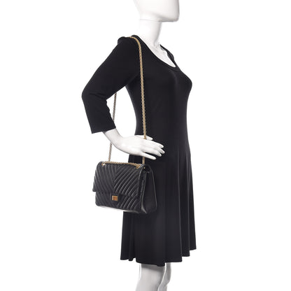 Chanel Aged Calfskin Chevron Quilted 2.55 Reissue 226 Flap Black 3 of 10