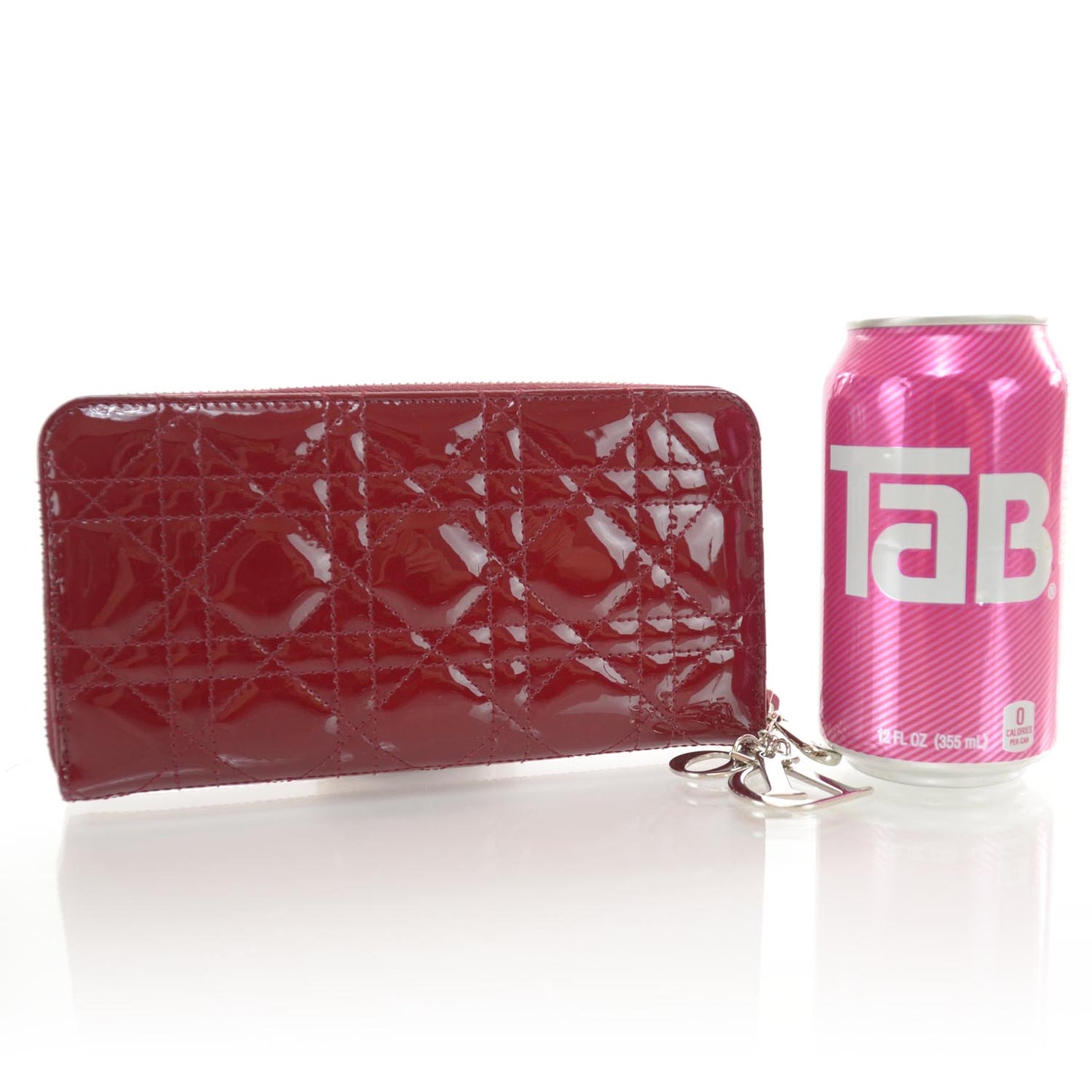 Patent Cannage Lady Dior Continental Wallet Red