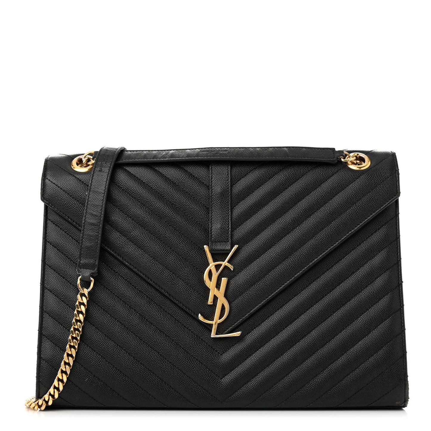 Grain De Poudre Matelasse Chevron Large Monogram Satchel Black