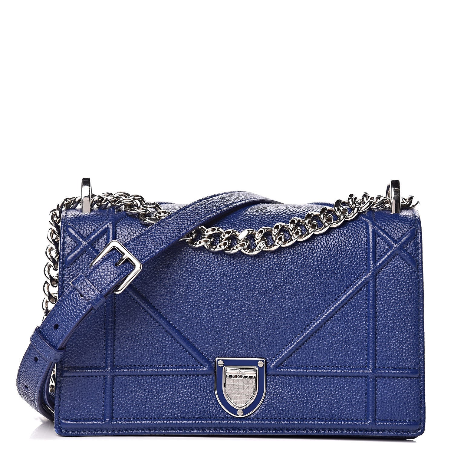 Christian Dior Grained Calfskin Small Diorama Flap Bag Bleu De Minuit 1 of 13