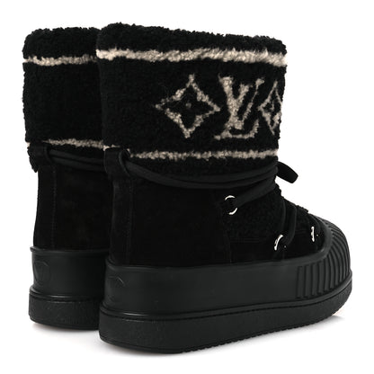 Louis Vuitton Suede Shearling Polar Flat Half Boots 40 Black 5 of 10