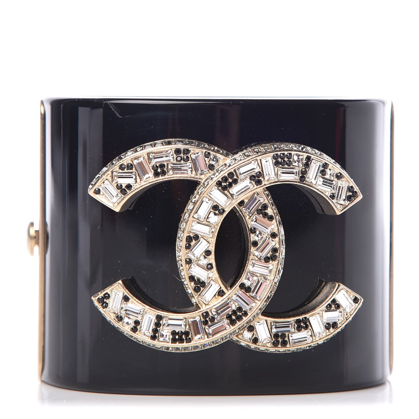 Resin Baguette Crystal CC Cuff Black
