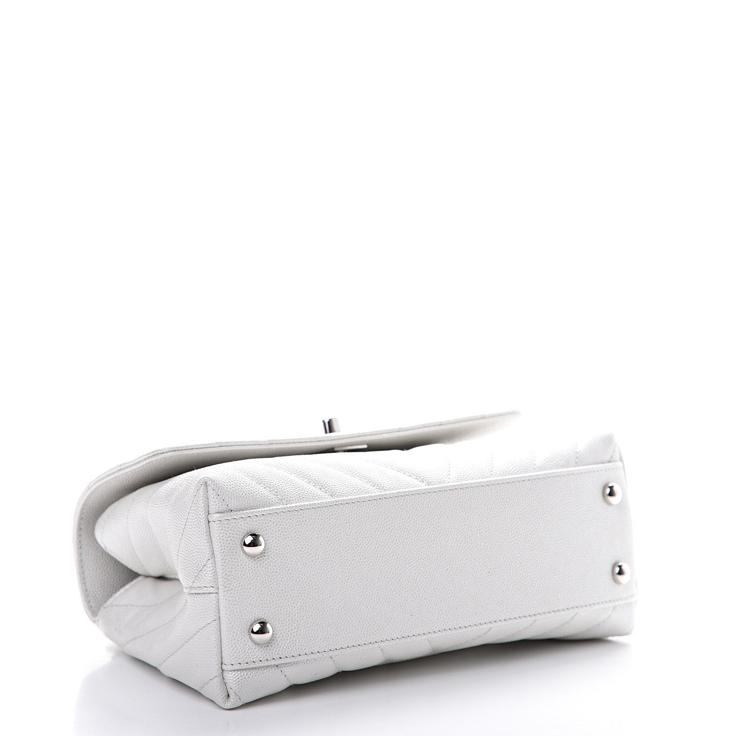 Chanel Iridescent Caviar Chevron Quilted Mini Coco Handle Flap White 3 of 10