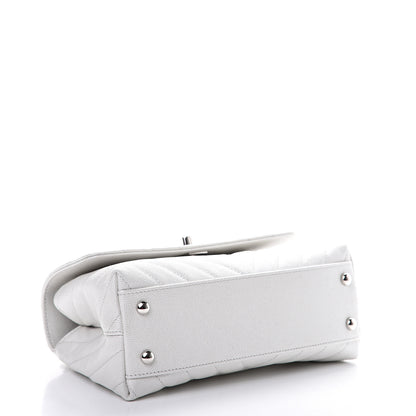 Chanel Iridescent Caviar Chevron Quilted Mini Coco Handle Flap White 3 of 10