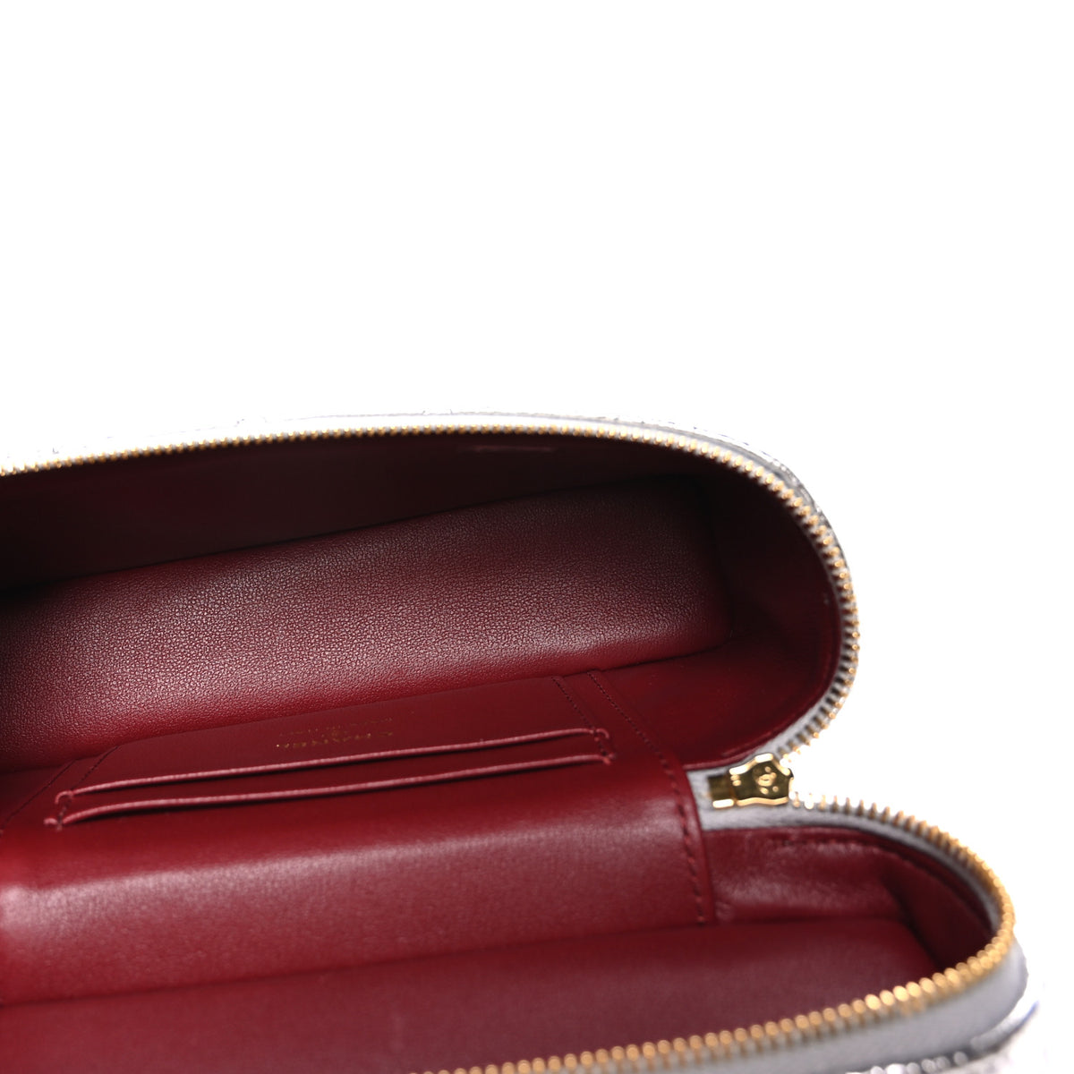 Chanel Metallic Calfskin Quilted Top Handle Slim Vanity With Chain Silver 5 of 10