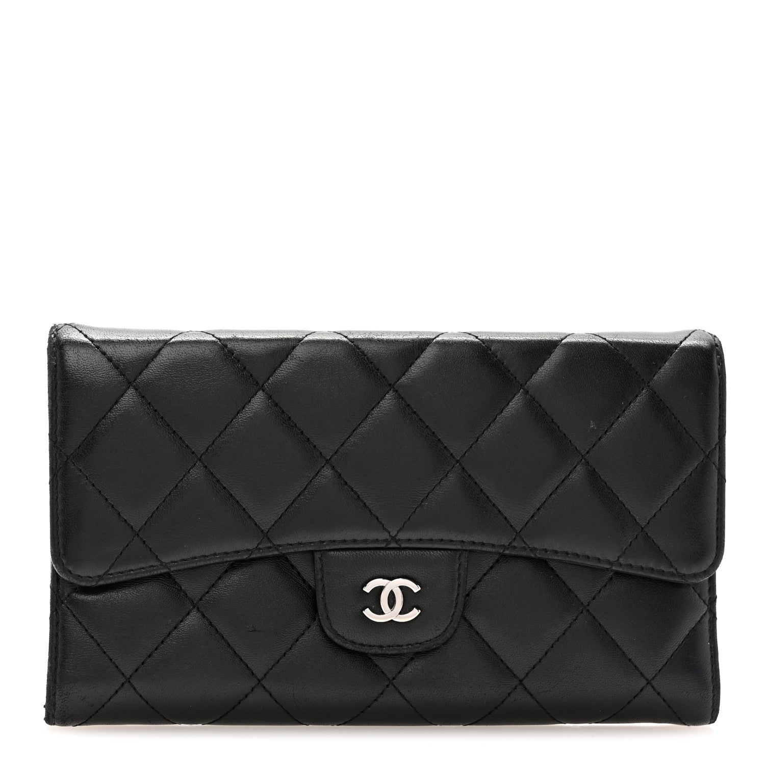 Chanel Lambskin Quilted Large Flap Wallet Black 1 of 14
