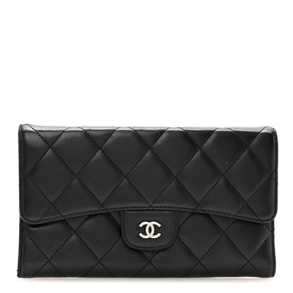 Chanel Lambskin Quilted Large Flap Wallet Black 1 of 14