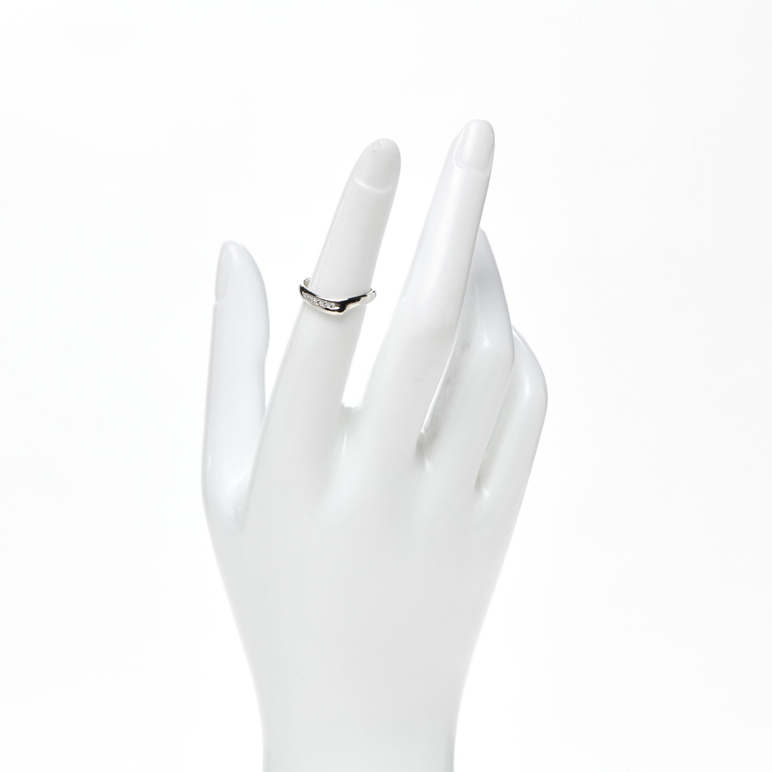 Tiffany Platinum Diamond Elsa Peretti Open Heart Band Ring 49 4.75 4 of 8