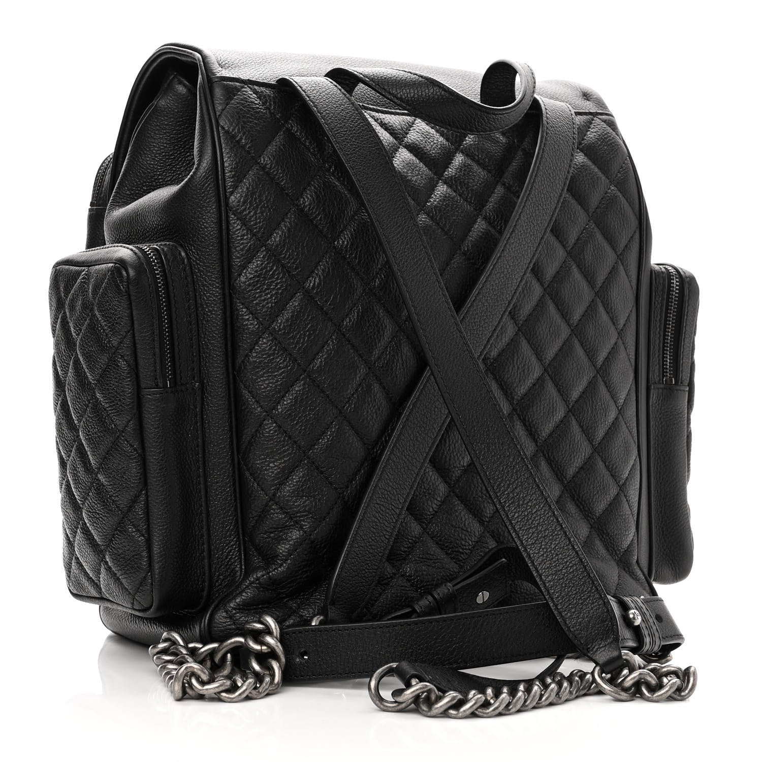 Chanel Grained Calfskin Quilted Large Casual Rock Backpack Black 2 of 9