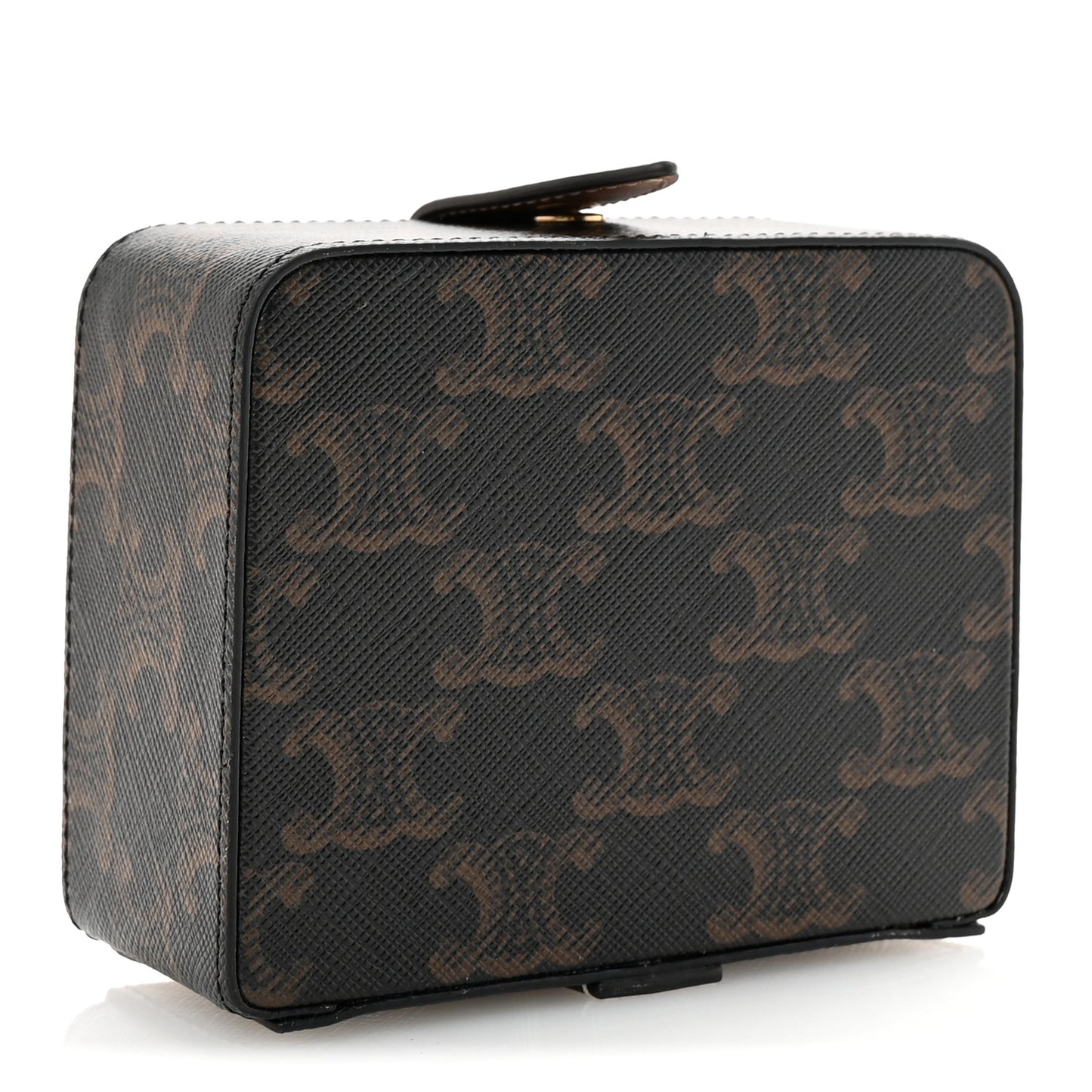 Triomphe Canvas Calfskin Small Jewelry Case Tan