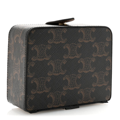 Celine Triomphe Canvas Calfskin Small Jewelry Case Tan 3 of 8