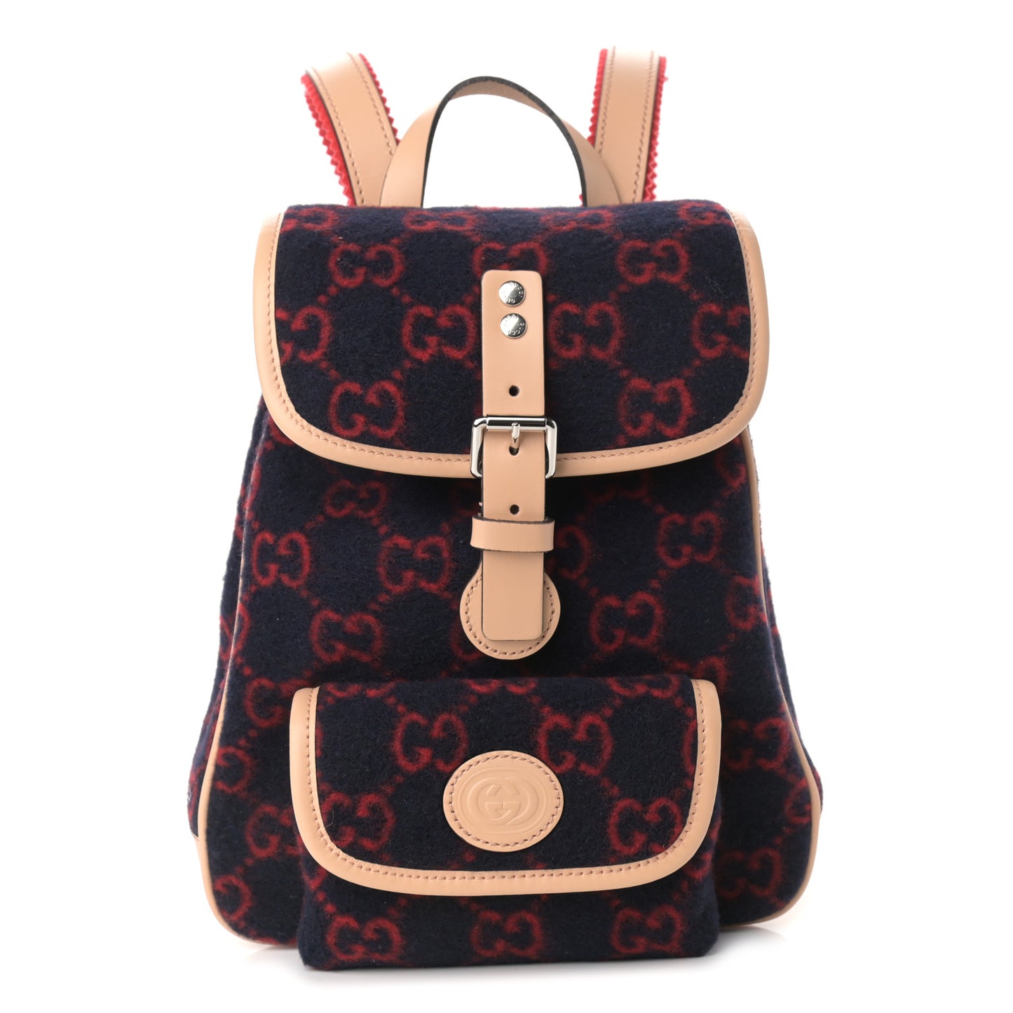Wool GG Monogram Children's GG Backpack Blue Red