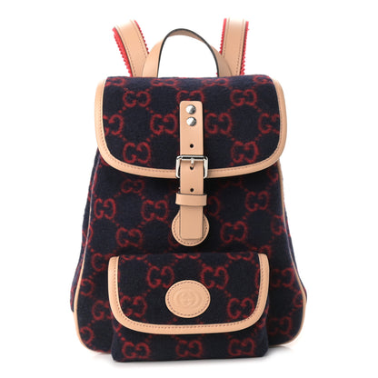 Gucci Wool GG Monogram Children's GG Backpack Blue Red 1 of 11