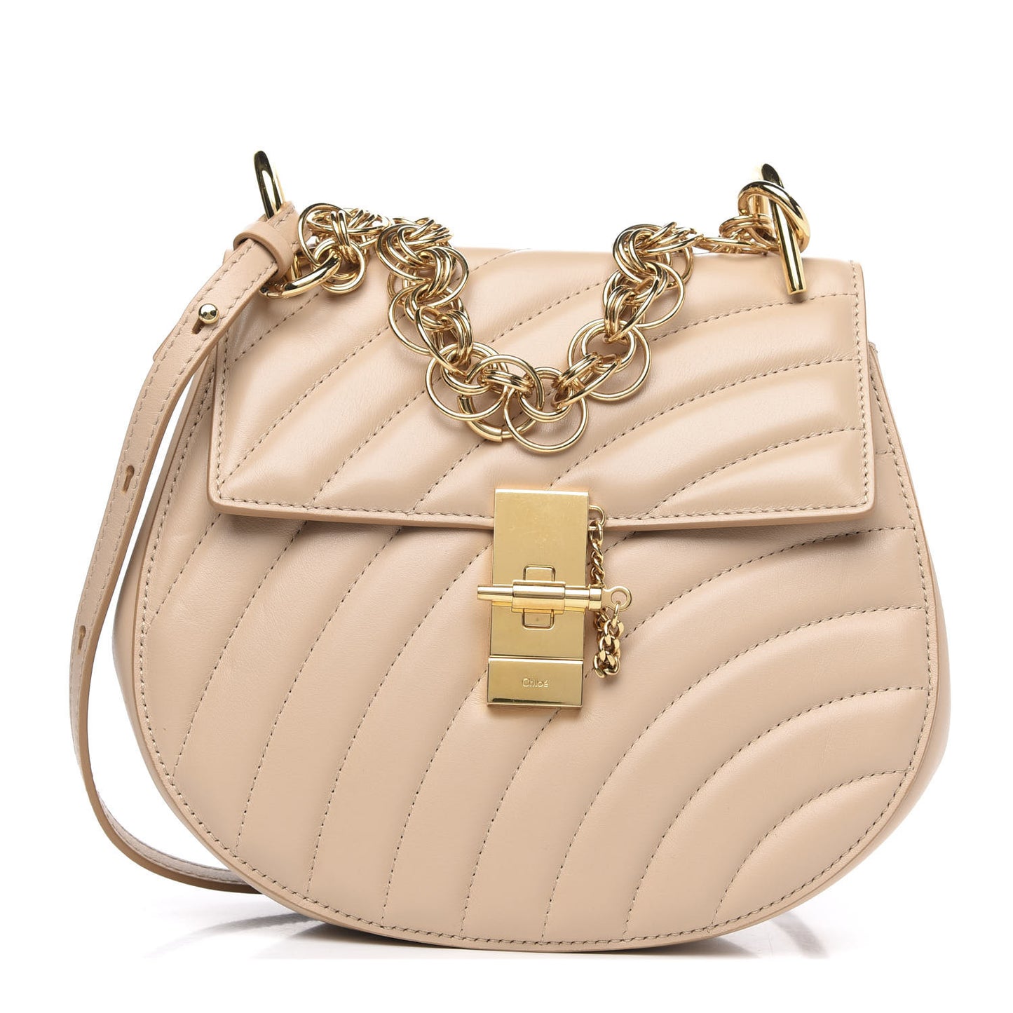 Calfskin Quilted Mini Drew Bijou Shoulder Bag Pearl Beige