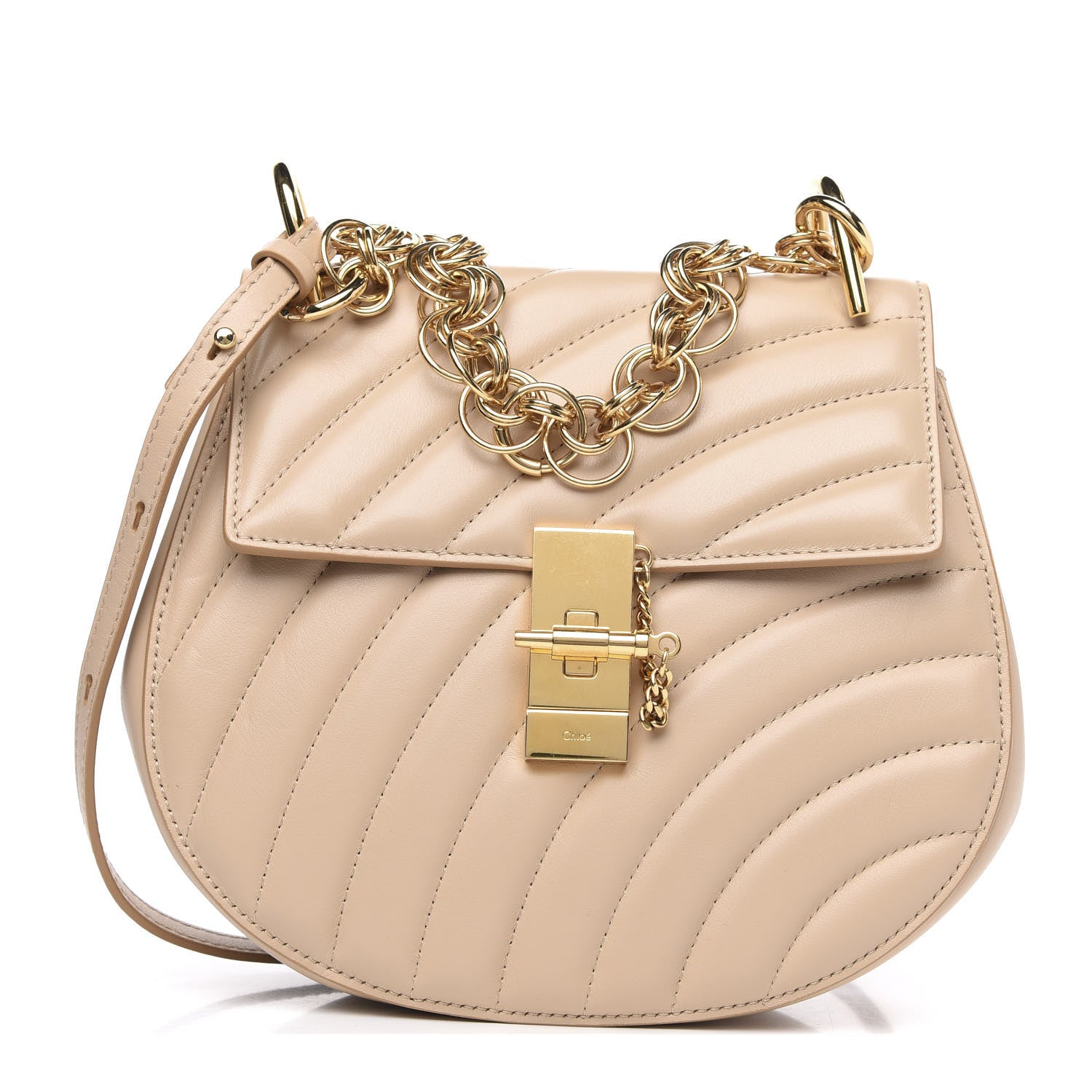 Chloe Calfskin Quilted Mini Drew Bijou Shoulder Bag Pearl Beige 1 of 11